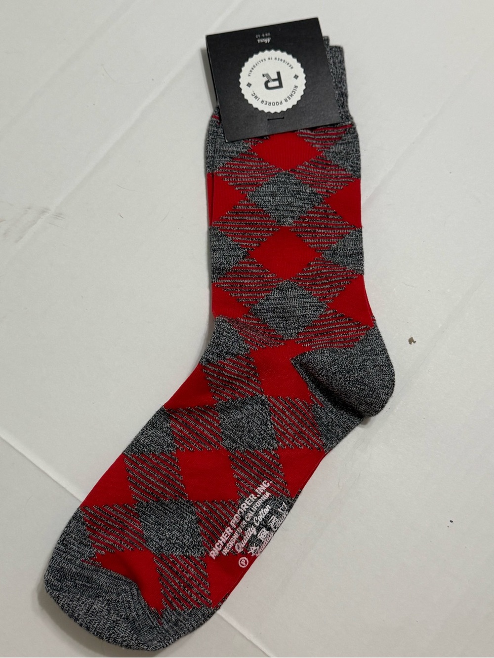 Richer Poorer Red and Gray Argyle Dress Socks